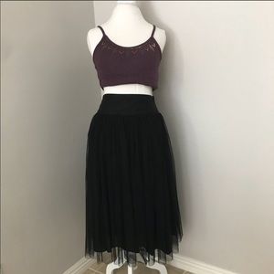 A’reve Black Tulle Midi Skirt